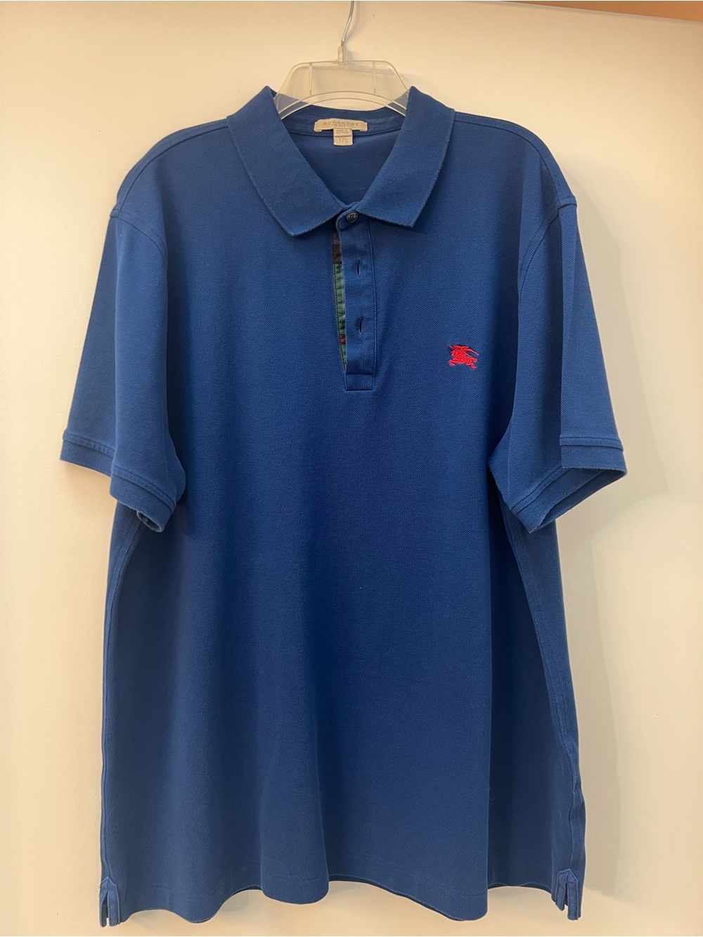 Burberry Blue Polo with Red Logo